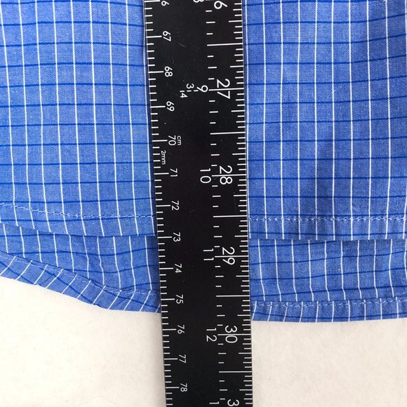 Kenneth Cole Reaction Men's Size Large Blue White Plaid Button Down Shirt - Picture 5 of 10